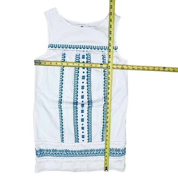 Vineyard Vines Dress White Blue Embroidered Tunic Shift Sleeveless Full/Lining 0 - Picture 9 of 11